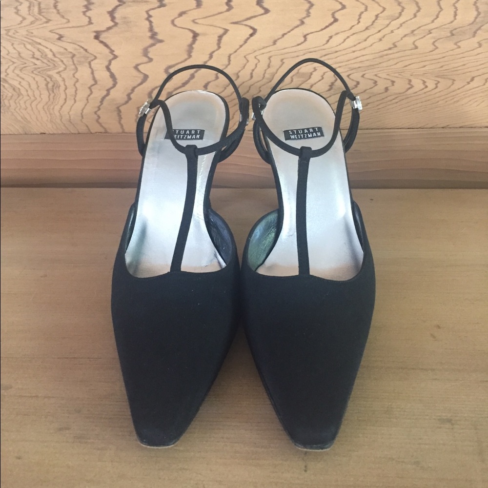EUC STUART WEITZMAN black heels with rhinestones in original box size 7.5 - Picture 2 of 5